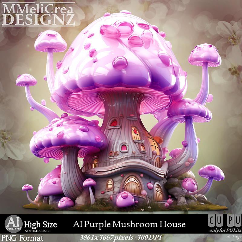 (image for) AI - CU Purple Mushroom House (CU4PU/PNG)